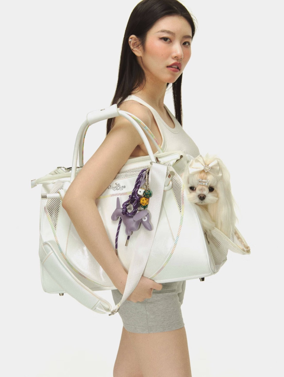 PawsCube Luxury Vegan Leather Pet Carrier – Removable Orthopedic Pad, Adjustable Straps & PVC Support